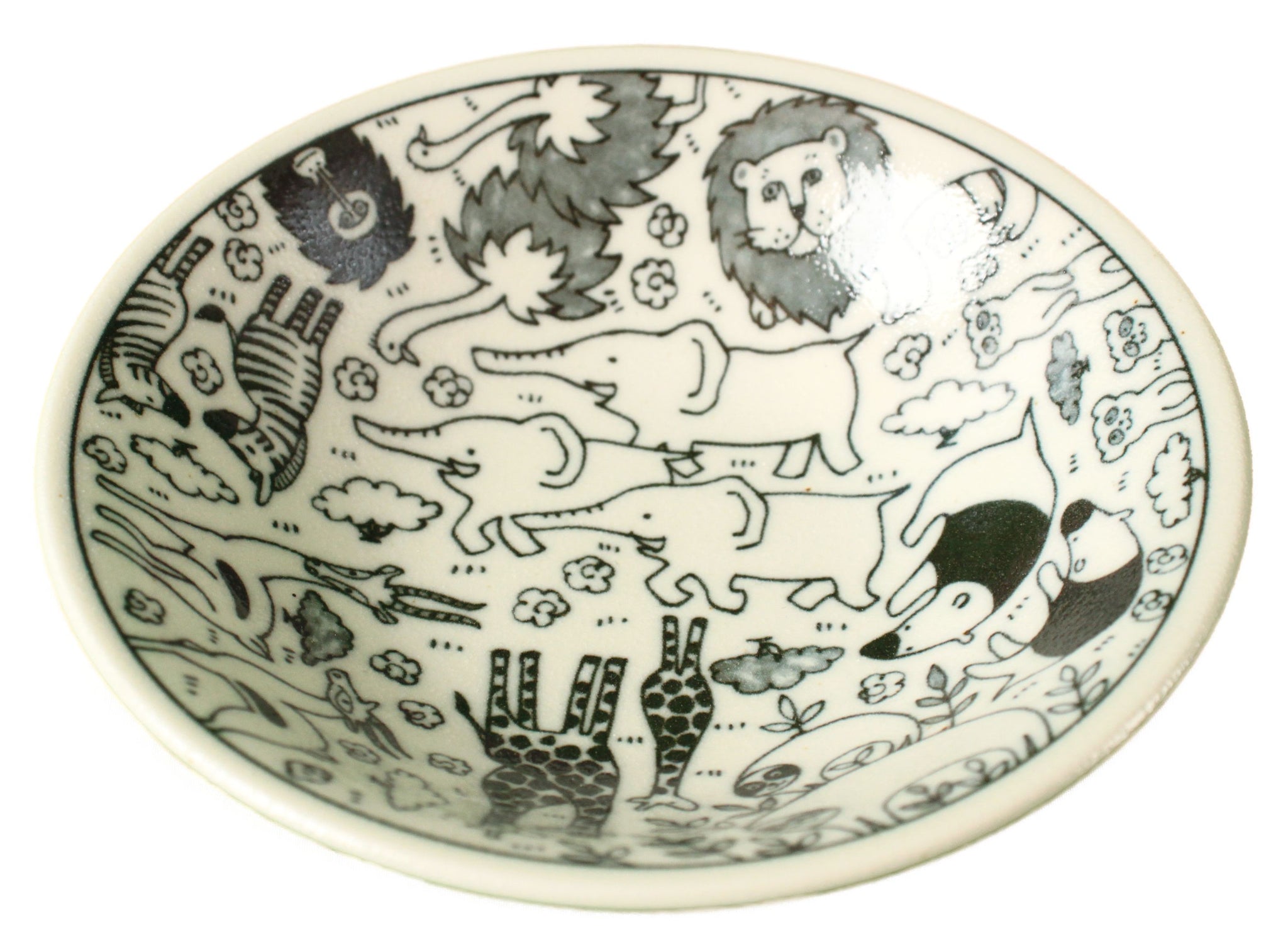 美濃焼 草原のなかま 浅丼 深皿 中(約16.8㎝) Wild Animals – 小幡